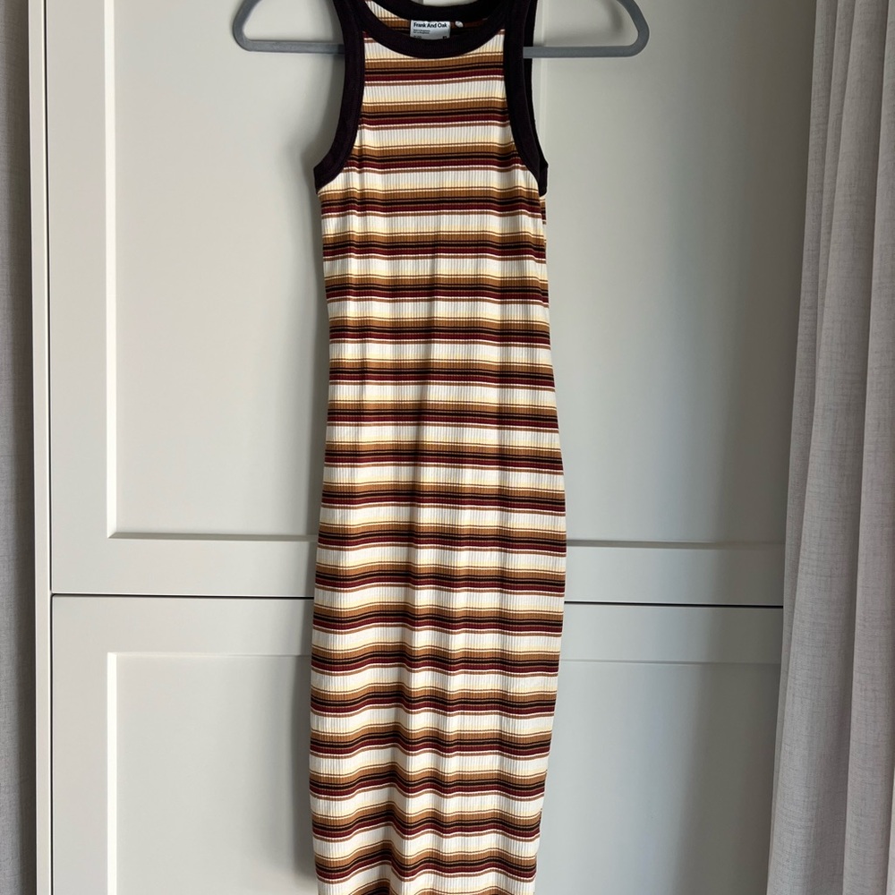 Frank and Oak Striped Sleeveless Midi Dress - Small